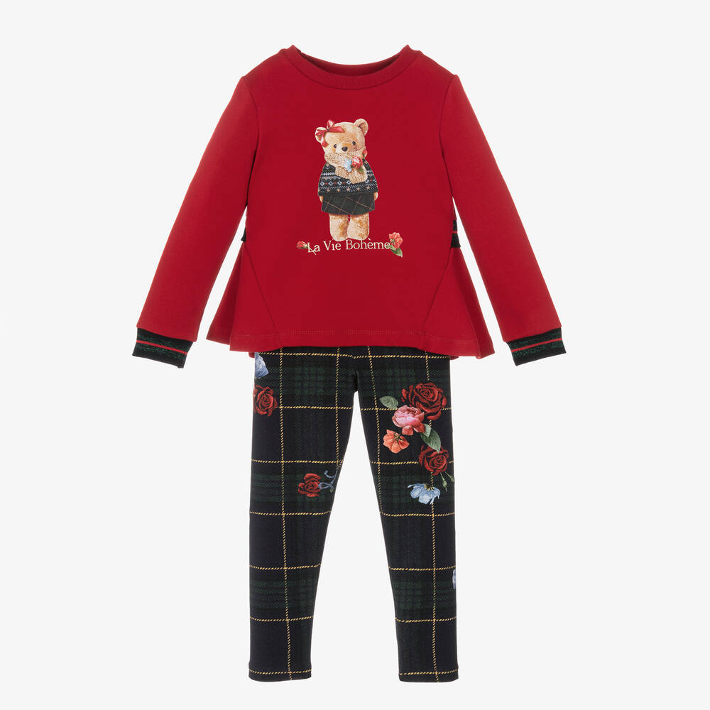 Lapin House - Girls Red & Blue Tartan Leggings Set | Childrensalon