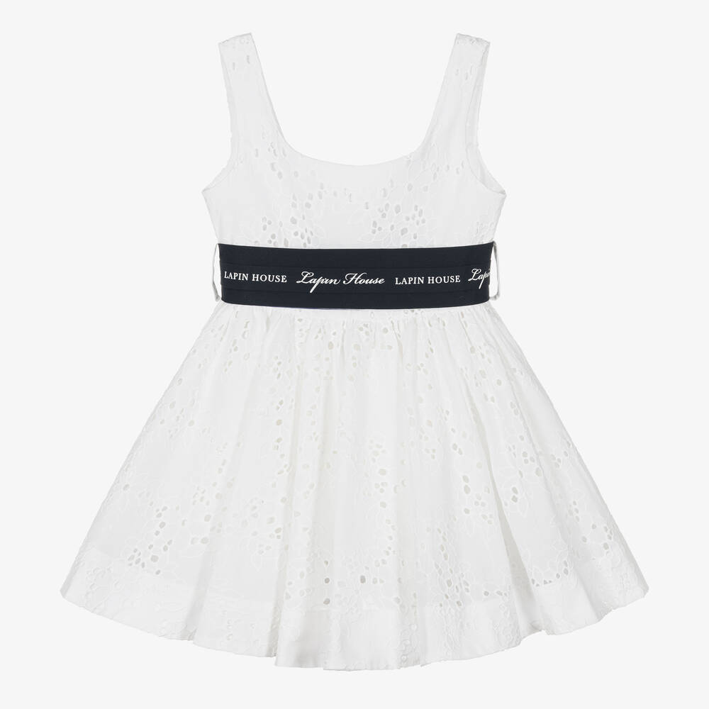 Lapin House Babies' Girls White Broderie Anglaise Dress | ModeSens