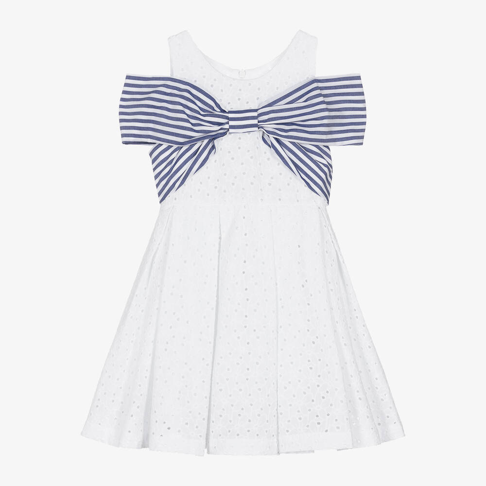 Lapin House - Girls White Broderie Anglaise Dress | Childrensalon