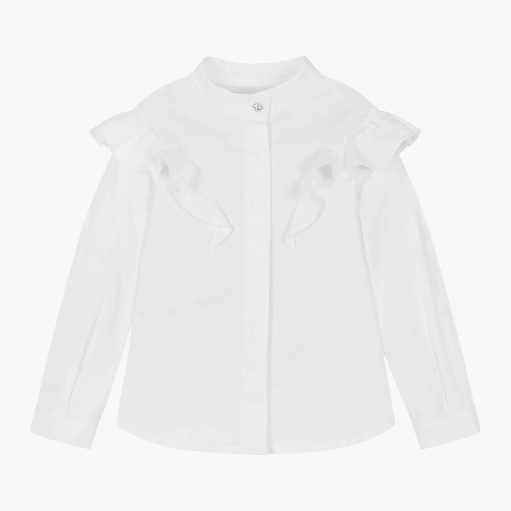 Lapin House - Girls White Cotton Blouse  | Childrensalon