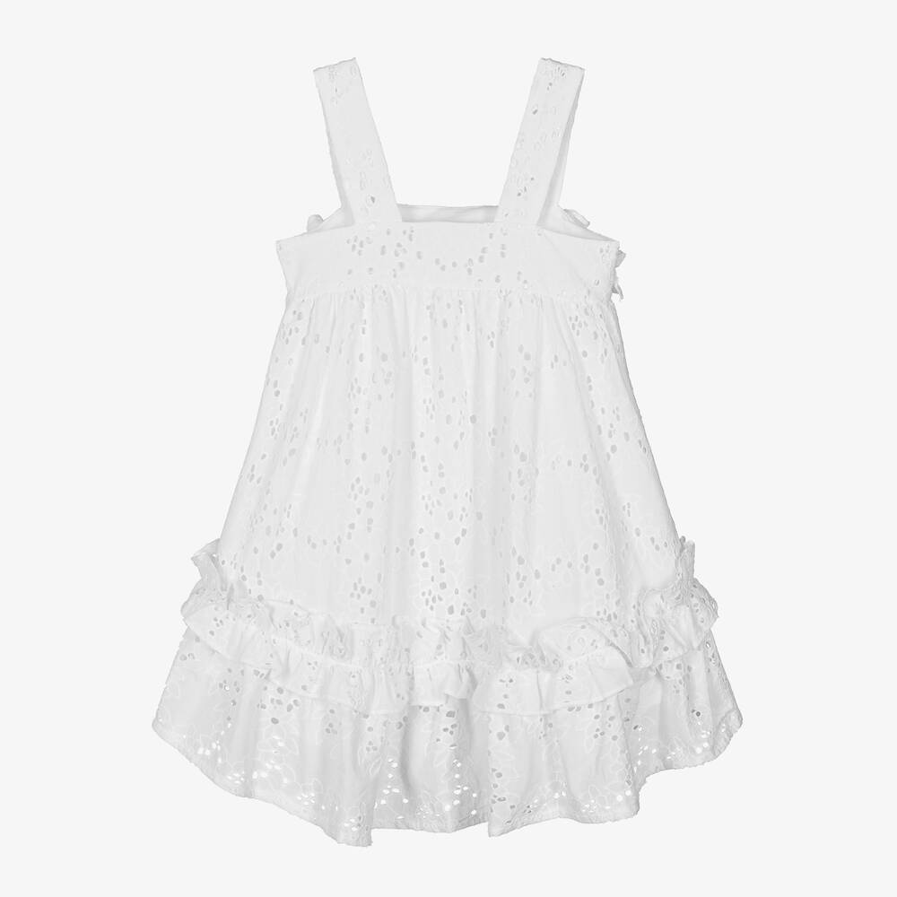 Lapin House Babies' Girls White Cotton Broderie Anglaise Dress