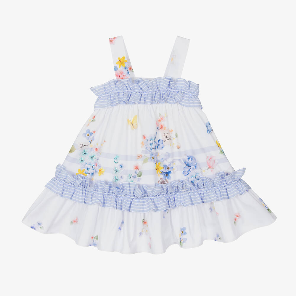 Lapin House - Girls White Cotton Floral Dress | Childrensalon