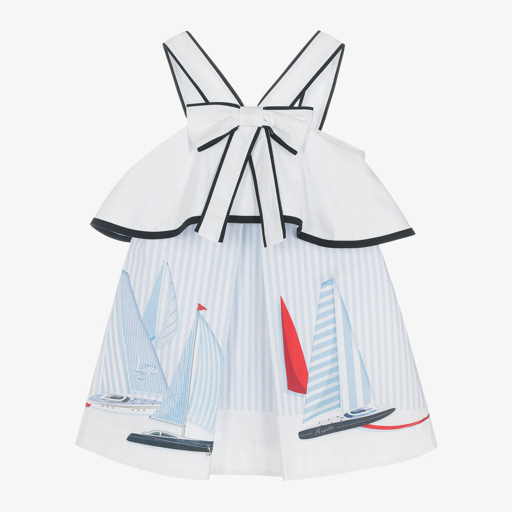 Lapin House - Girls White Cotton Nautical Dress | Childrensalon