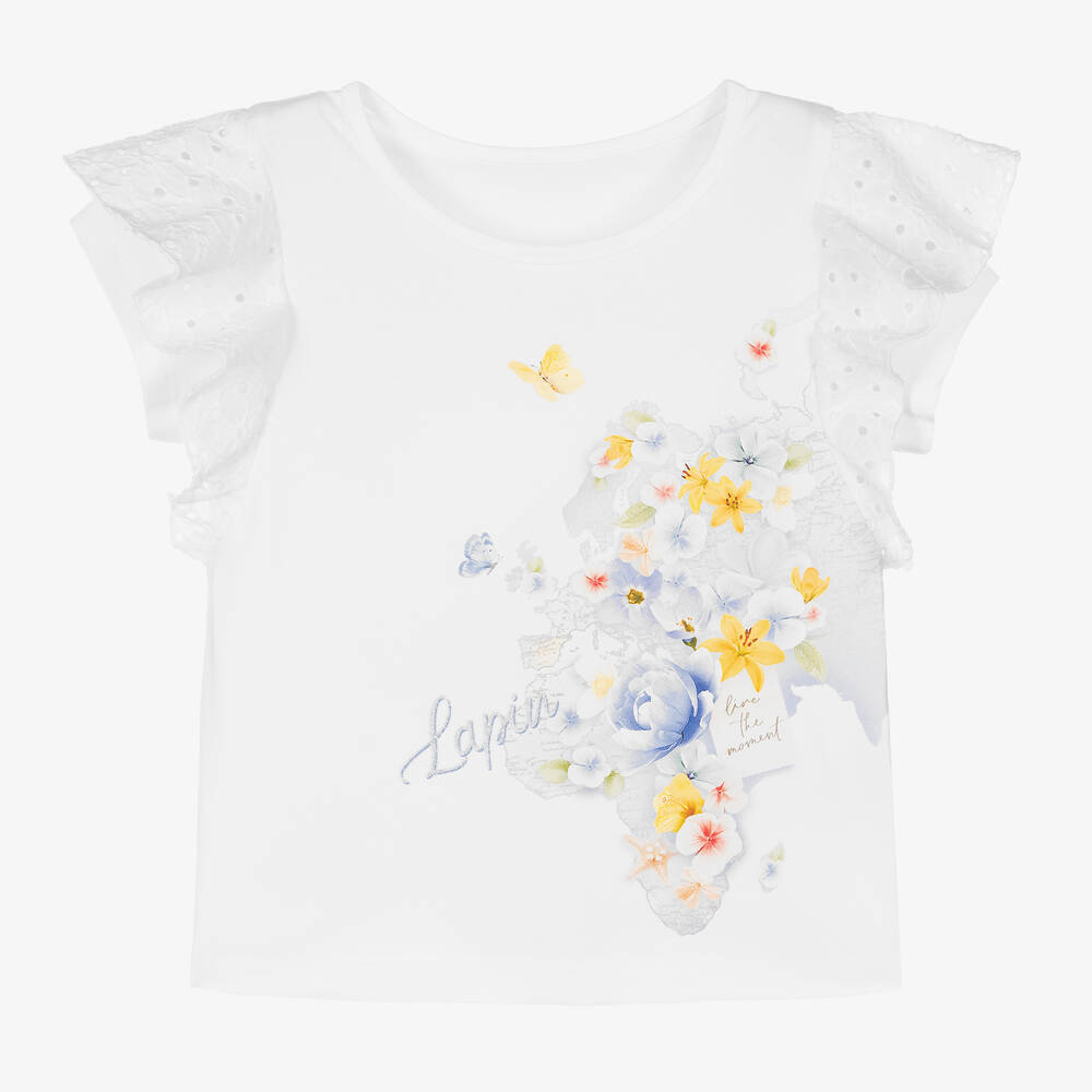 Lapin House - T-shirt blanc en coton fille | Childrensalon
