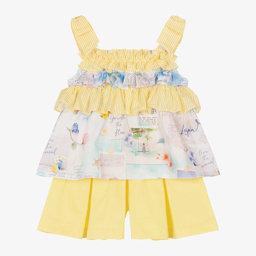 Lapin House - Желтая блузка и шорты из хлопка для девочек | Childrensalon