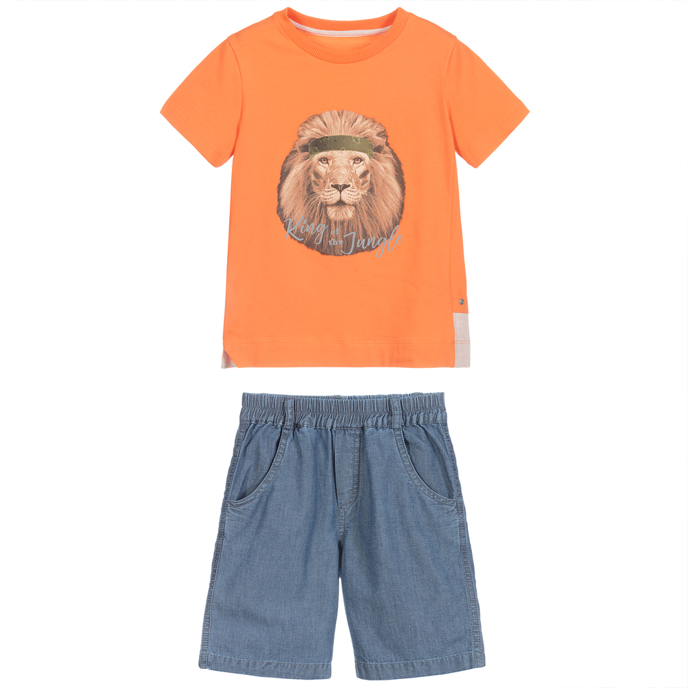 Lapin House - Orange & Blue Shorts Set | Childrensalon