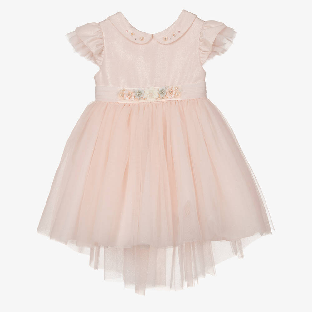Lapin House - Pink Flowers Silk Tulle Dress | Childrensalon