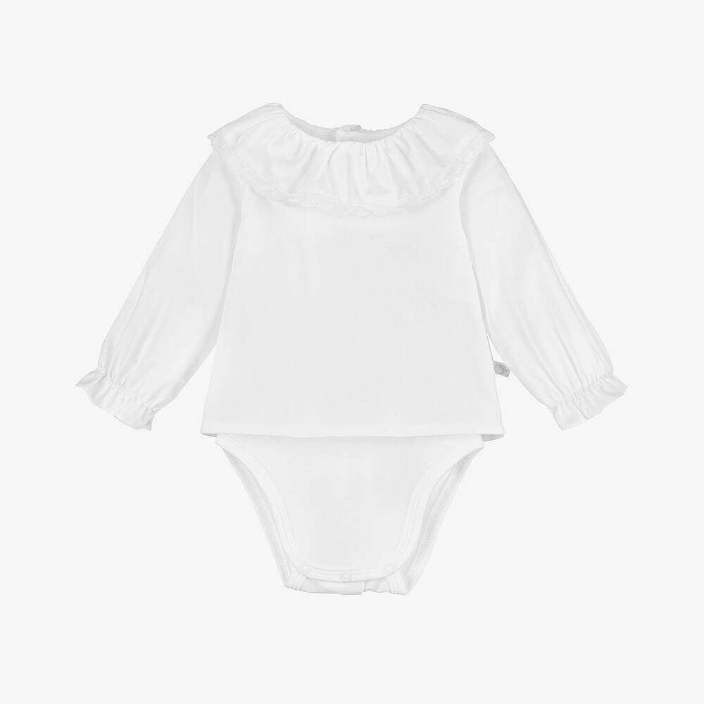 Laranjinha - Baby Girls White Cotton Blouse | Childrensalon