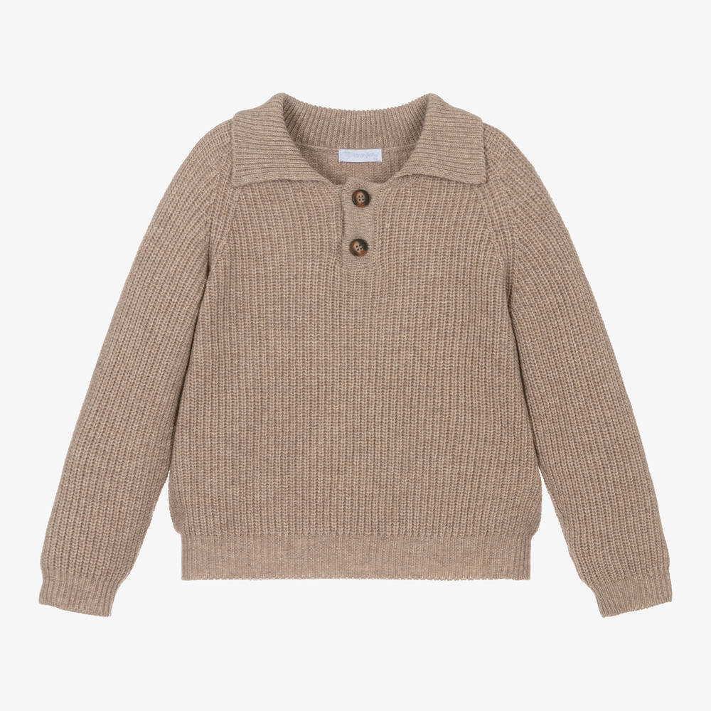 Laranjinha - Beige Wool & Cashmere Knit Jumper | Childrensalon