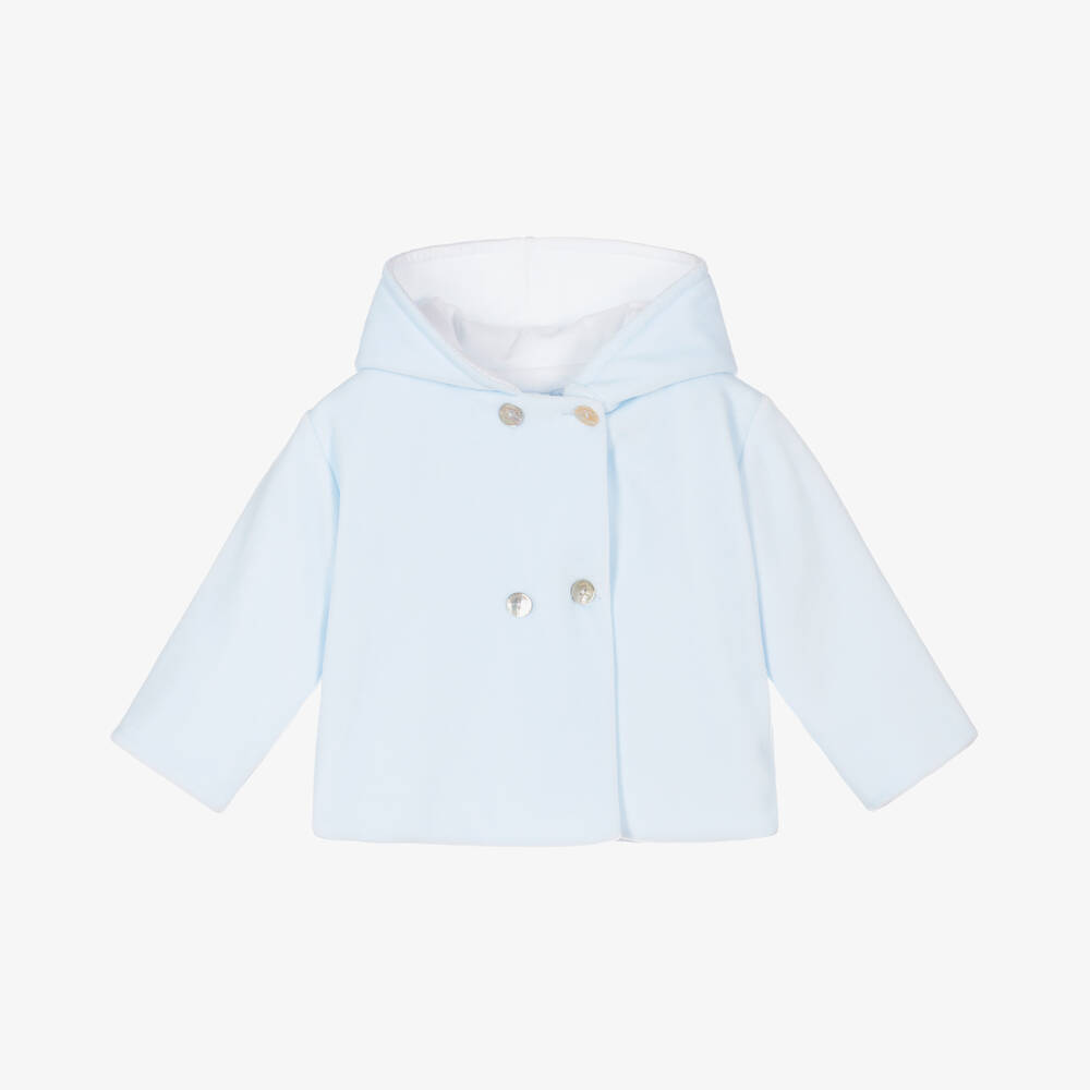 Laranjinha - Blue Velour Baby Pram Coat | Childrensalon