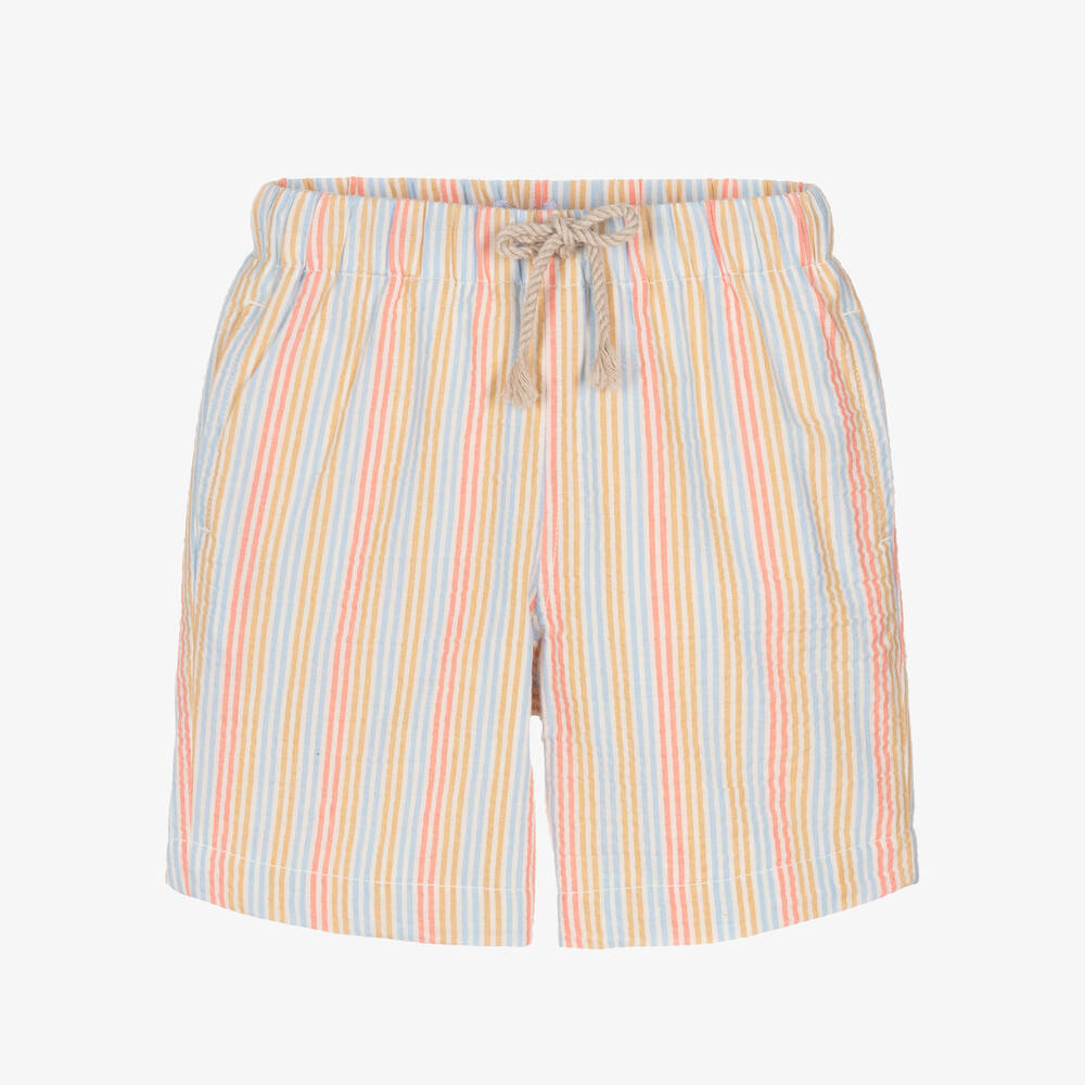 Laranjinha - Boys Beige Stripe Cotton Shorts | Childrensalon