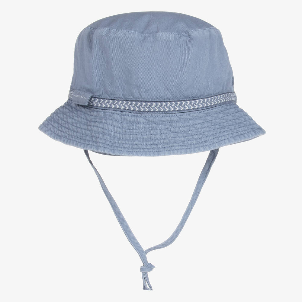 Shop Laranjinha Boys Blue Cotton Bucket Hat