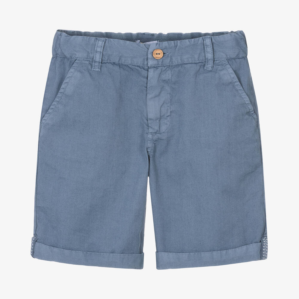 Laranjinha - Boys Blue Cotton Chinos Shorts | Childrensalon
