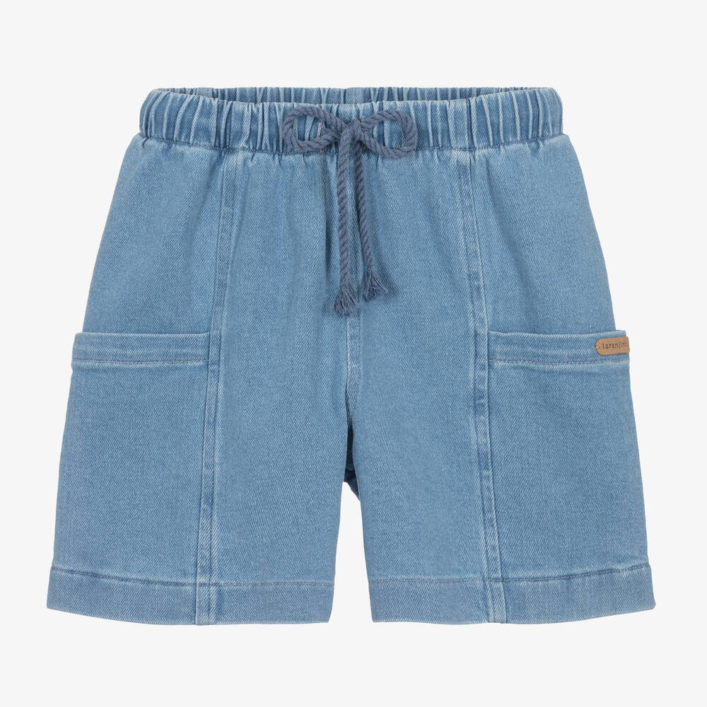 Shop Laranjinha Boys Blue Denim Pocket Shorts