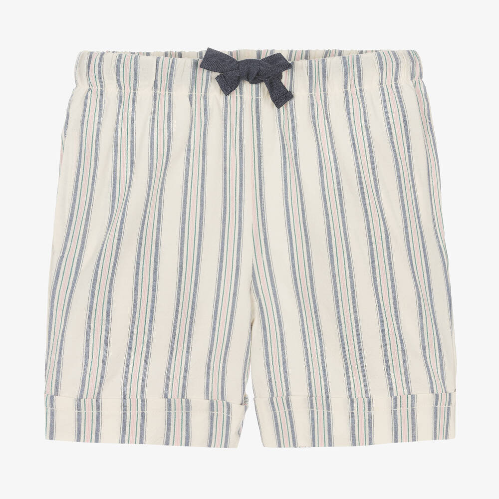 Laranjinha - Boys Ivory Striped Cotton Shorts | Childrensalon