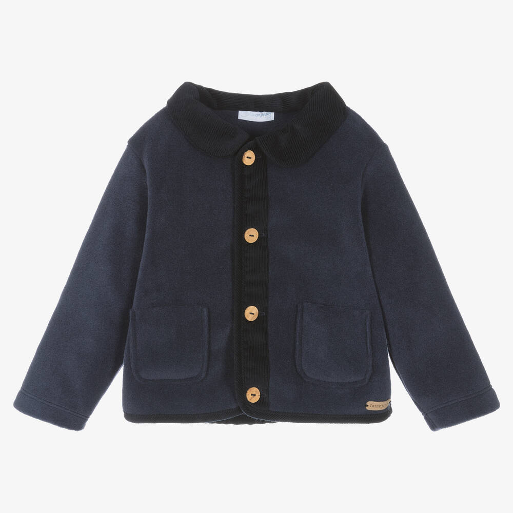 Laranjinha - Boys Navy Blue Fleece Jacket | Childrensalon