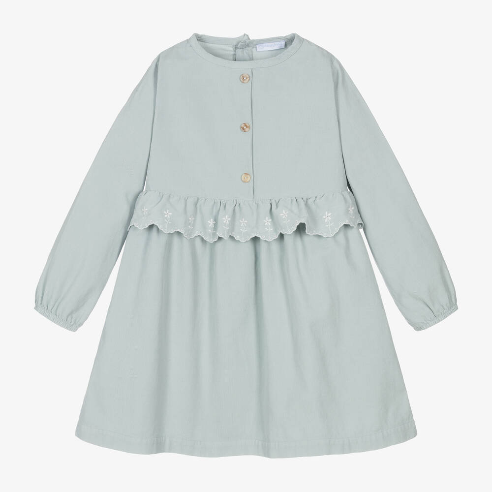 Laranjinha - Girls Green Corduroy Dress | Childrensalon