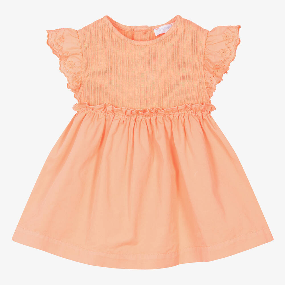 Laranjinha - Girls Orange Cotton Dress | Childrensalon