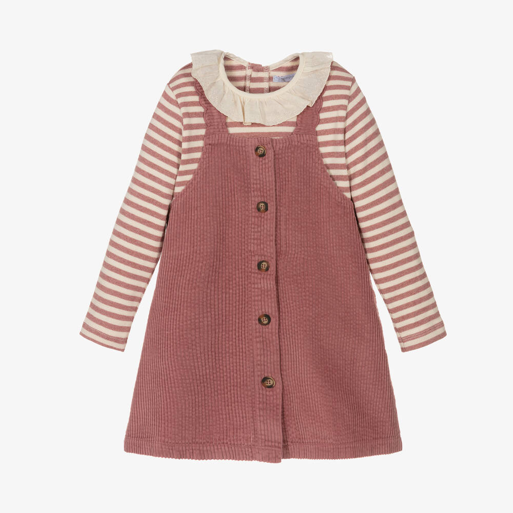 Laranjinha - Girls Pink Corduroy Dress Set | Childrensalon