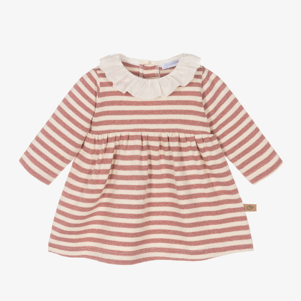Laranjinha - Girls Pink Stripe Cotton Dress | Childrensalon