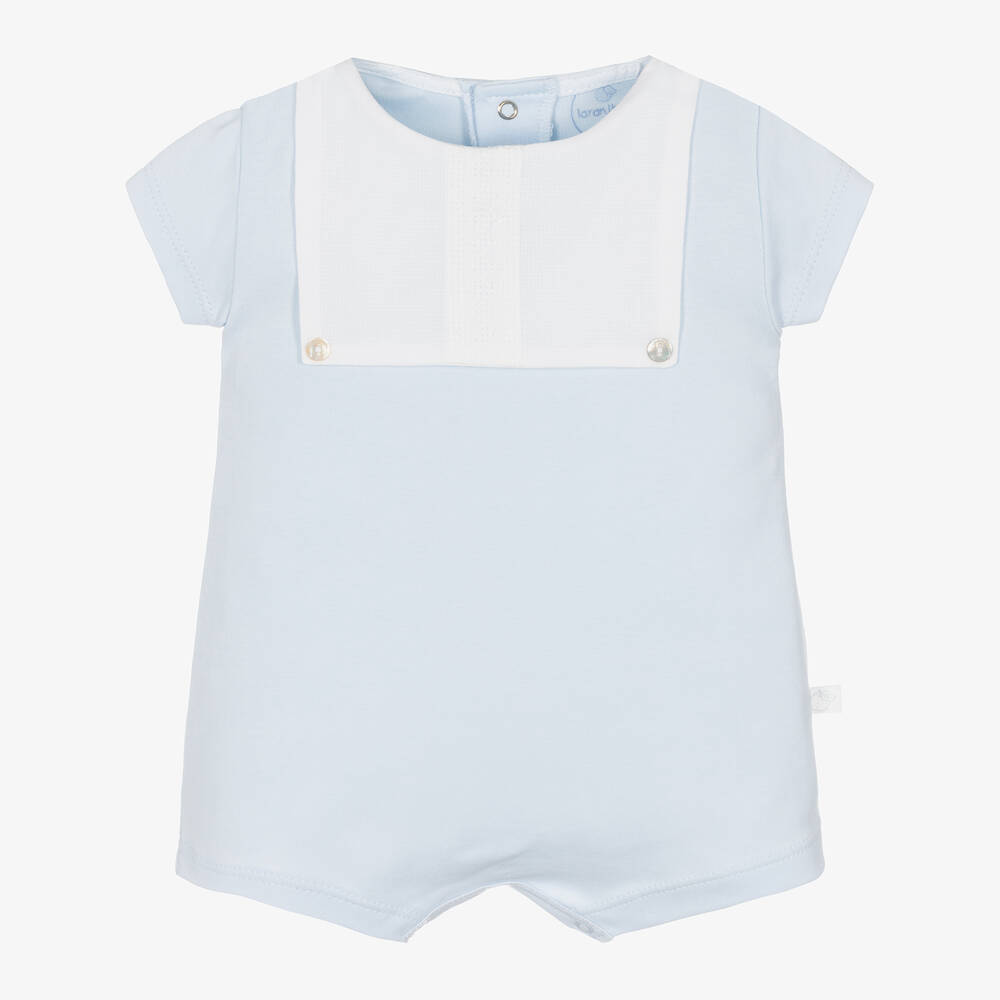 Laranjinha - Pale Blue Cotton Baby Shortie | Childrensalon