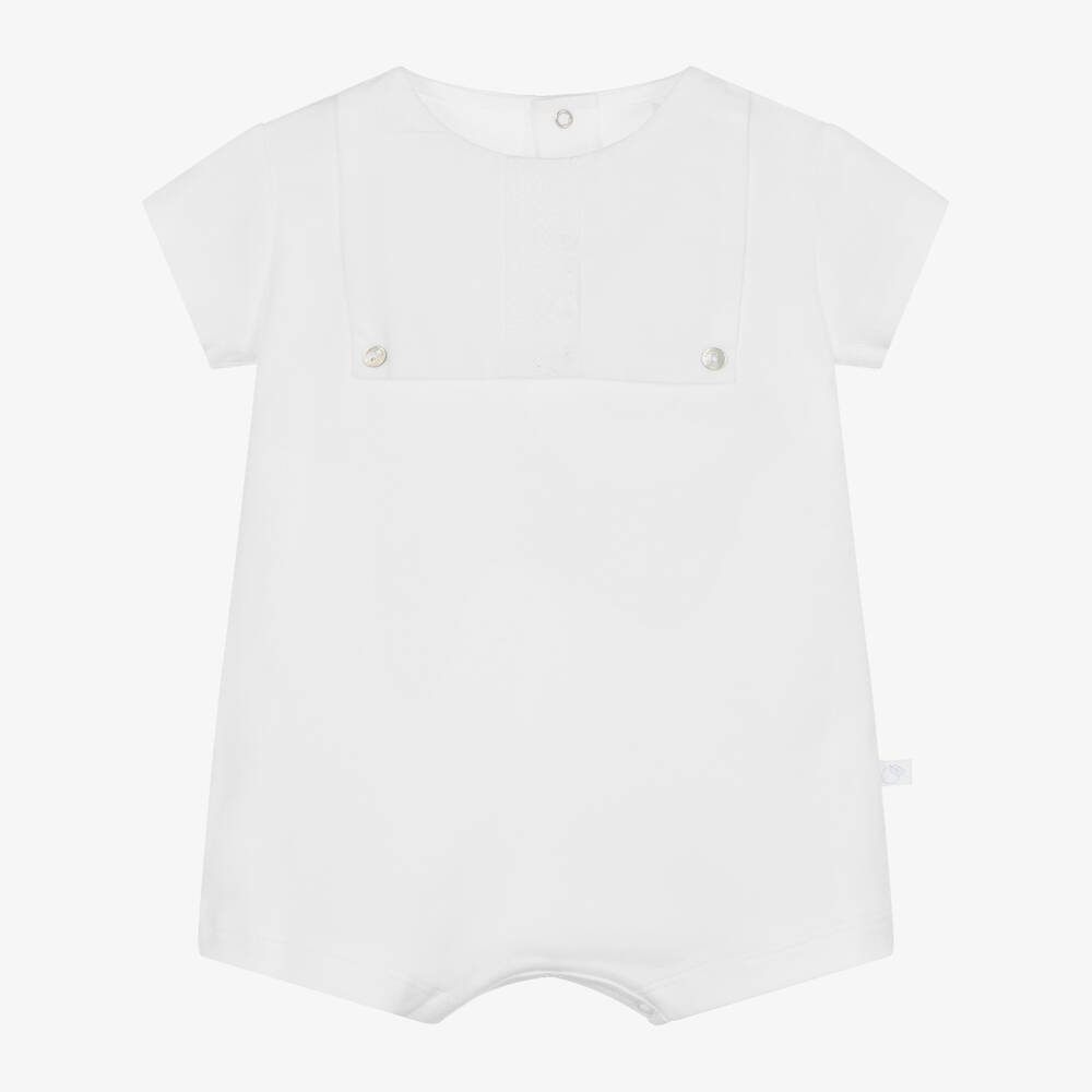 Laranjinha - White Cotton Baby Shortie | Childrensalon