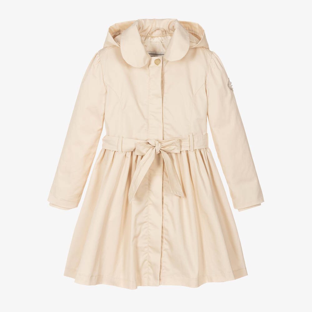 Le Chic - Girls Beige Hooded Trench Coat | Childrensalon