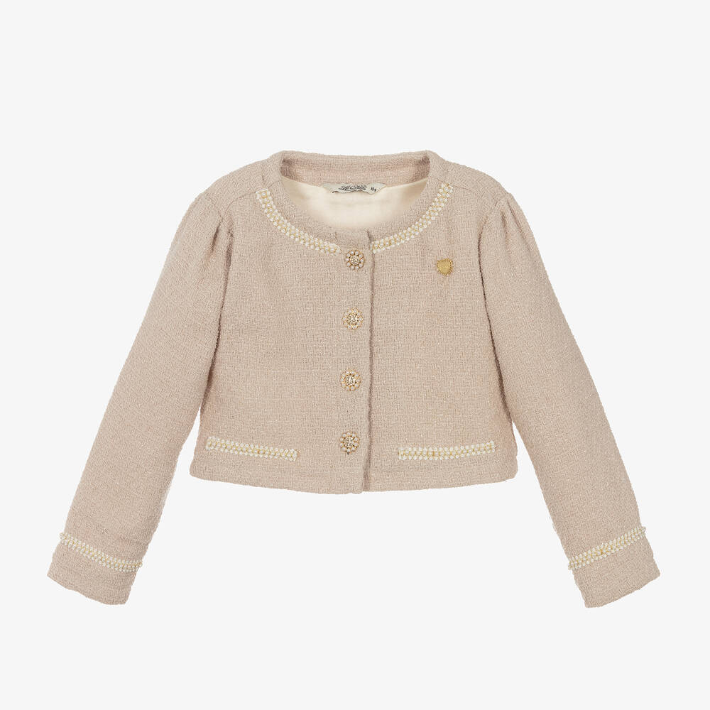 Le Chic - Girls Beige Tweed Jacket | Childrensalon