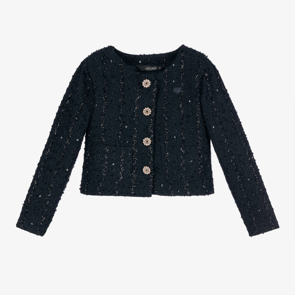 Le Chic - Girls Blue Sequinned Jacket | Childrensalon