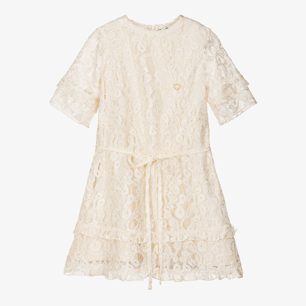 Le Chic Babies' Girls Ivory Lace Dress