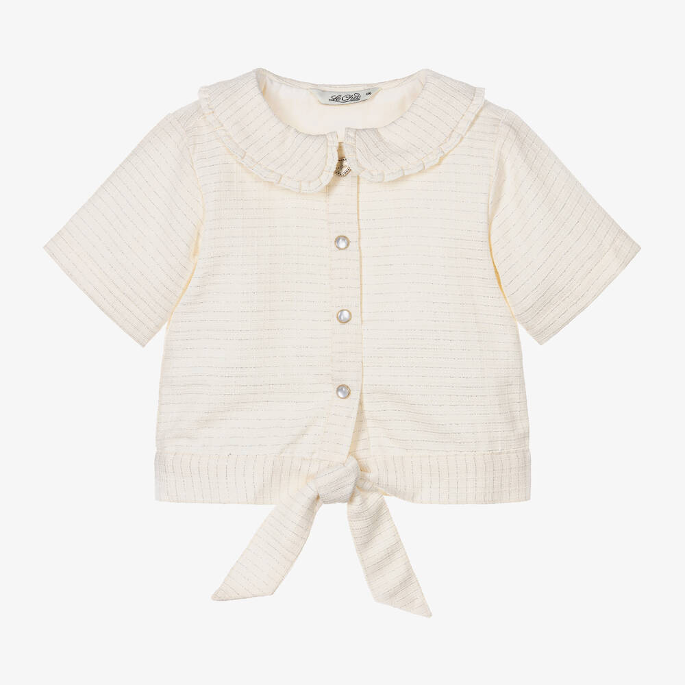 Shop Le Chic Girls Ivory Tweed Blouse