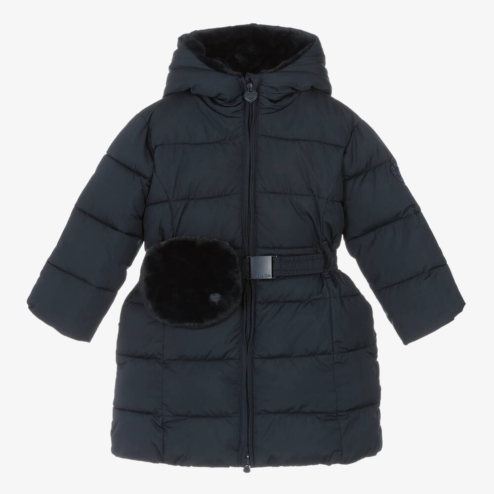 Le Chic - Girls Navy Blue Puffer Coat & Bag | Childrensalon