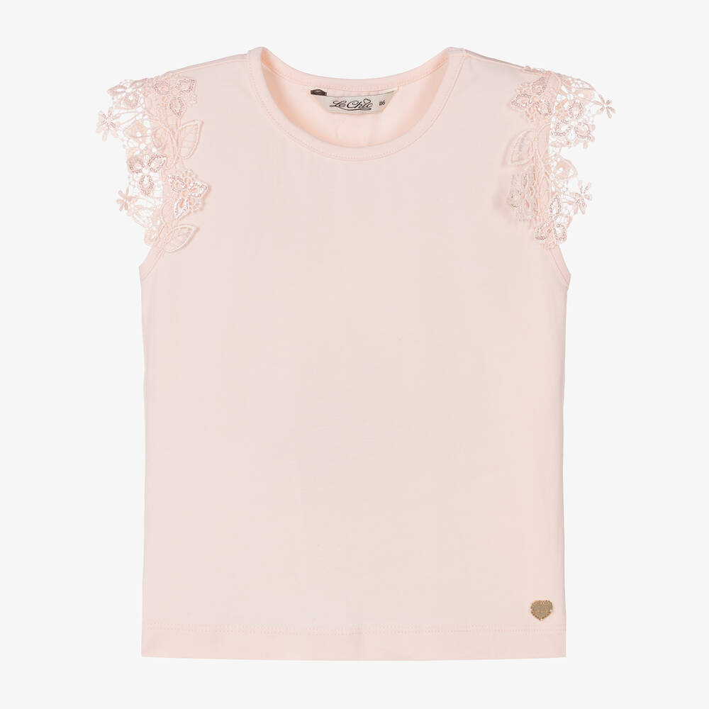 Le Chic - Girls Pink Organic Cotton Jersey T-Shirt | Childrensalon
