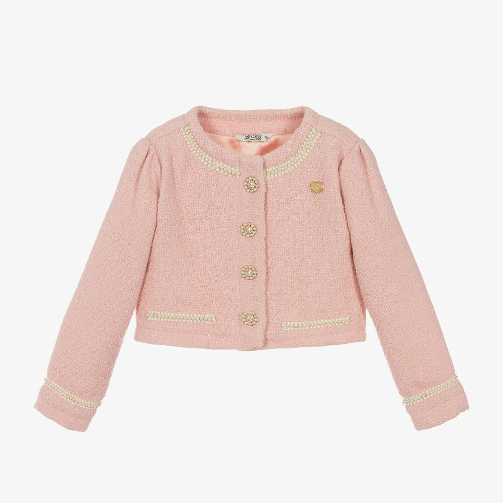 Le Chic - Girls Pink Tweed Jacket | Childrensalon