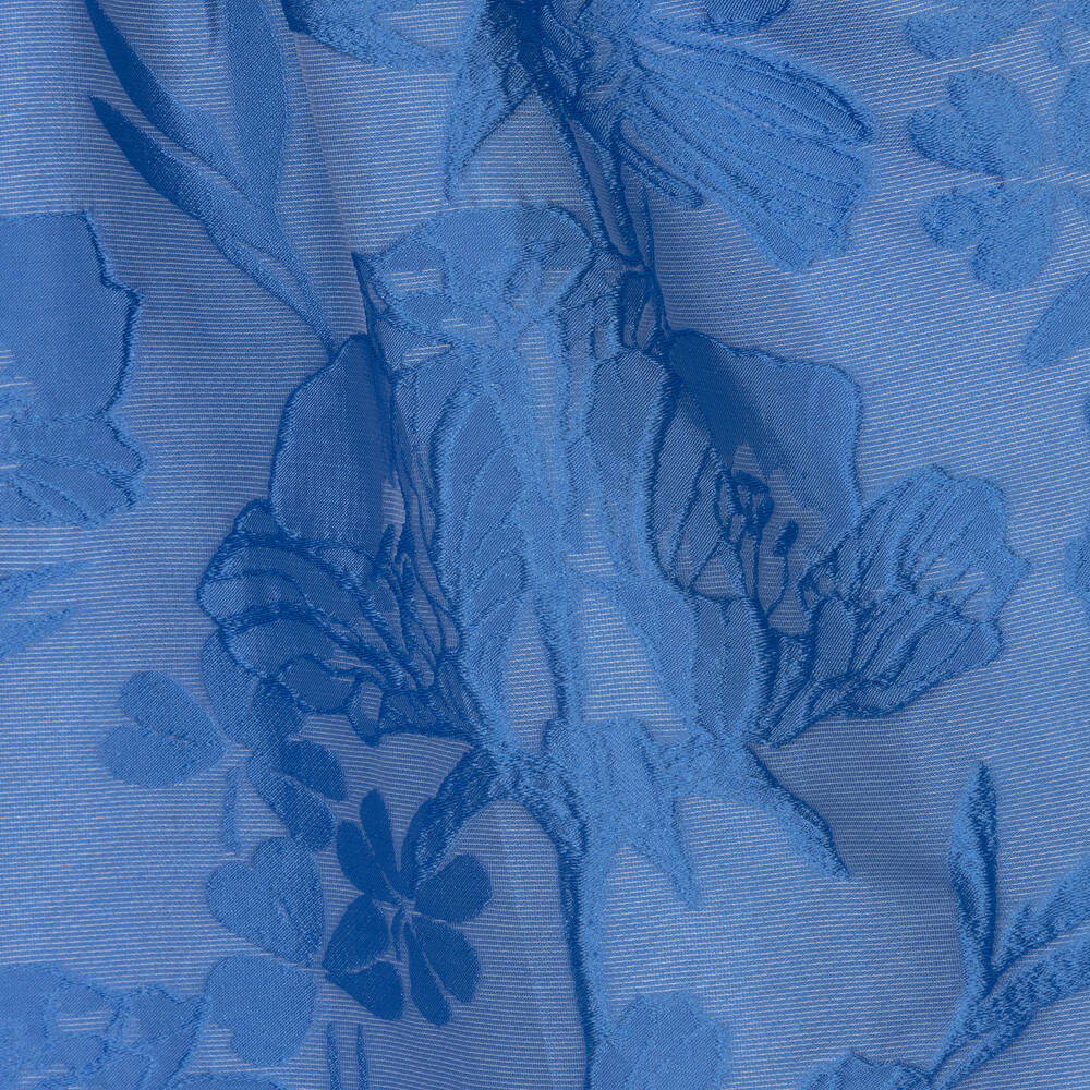 Le Mu - Girls Blue Floral Jacquard Dress | Childrensalon