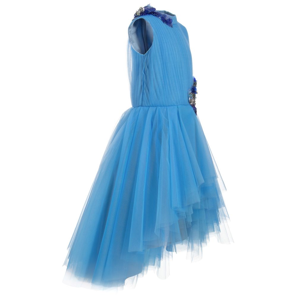 Le Mu - Girls Blue Tulle Dress | Childrensalon