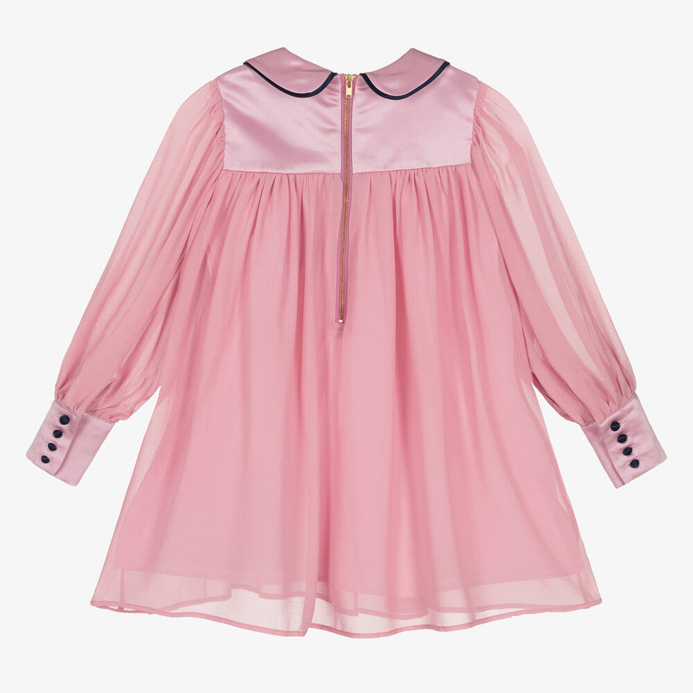 Le Mu - Girls Pink Chiffon Butterfly Dress | Childrensalon