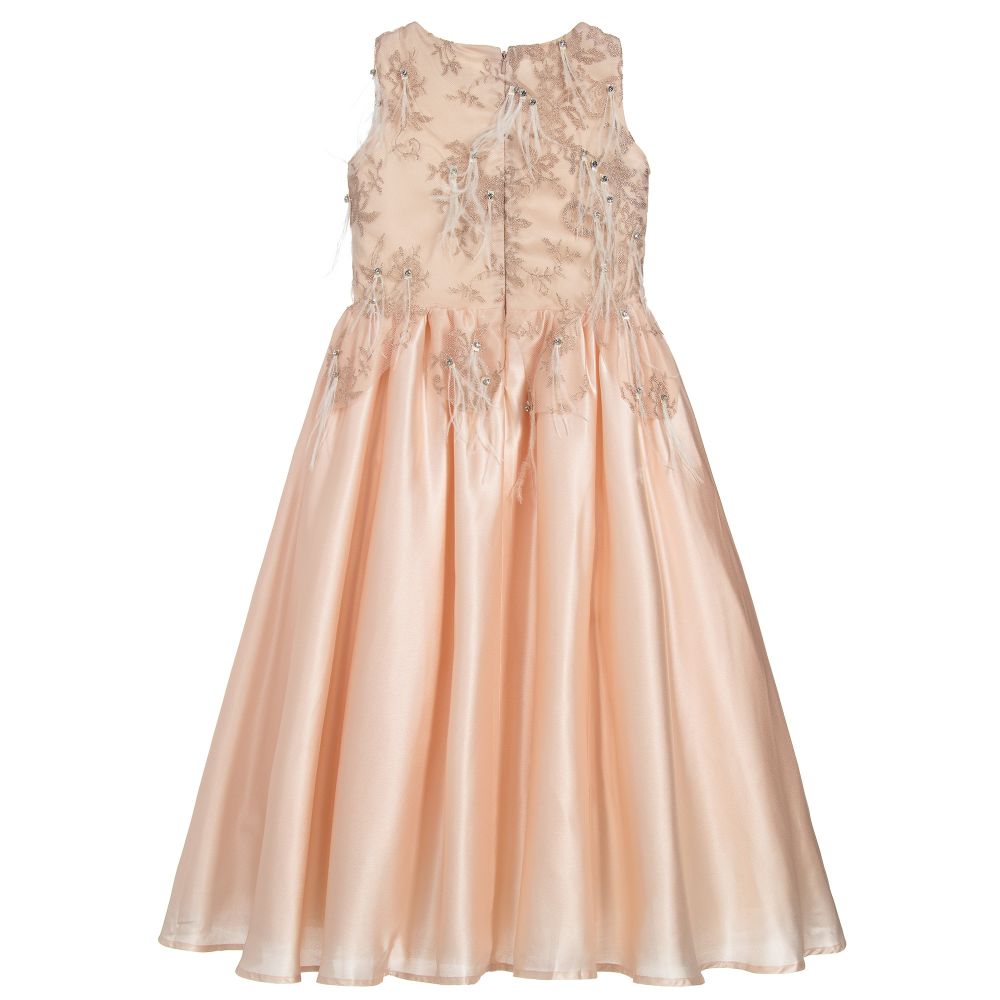 Le Mu - Peach Pink Satin & Tulle Dress | Childrensalon
