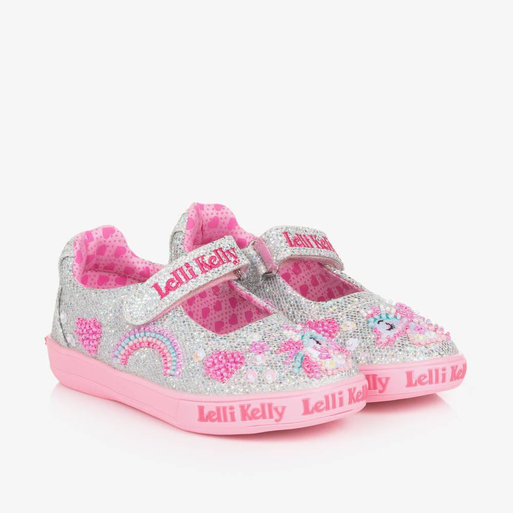 Lelli Kelly - Girls Glittery Silver Unicorn Bar Shoes | Childrensalon