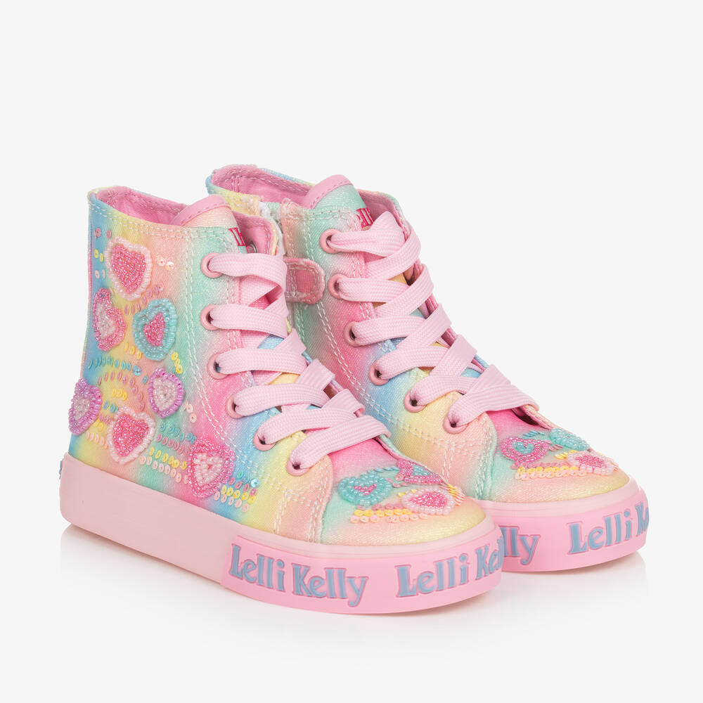 Lelli Kelly - ترينرز بكاحل عالي بطبعة ملونة غليتر للبنات | Childrensalon