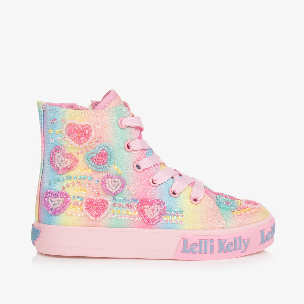 Lelli Kelly Kids' Girls Multi-coloured High-top Trainers In Pink