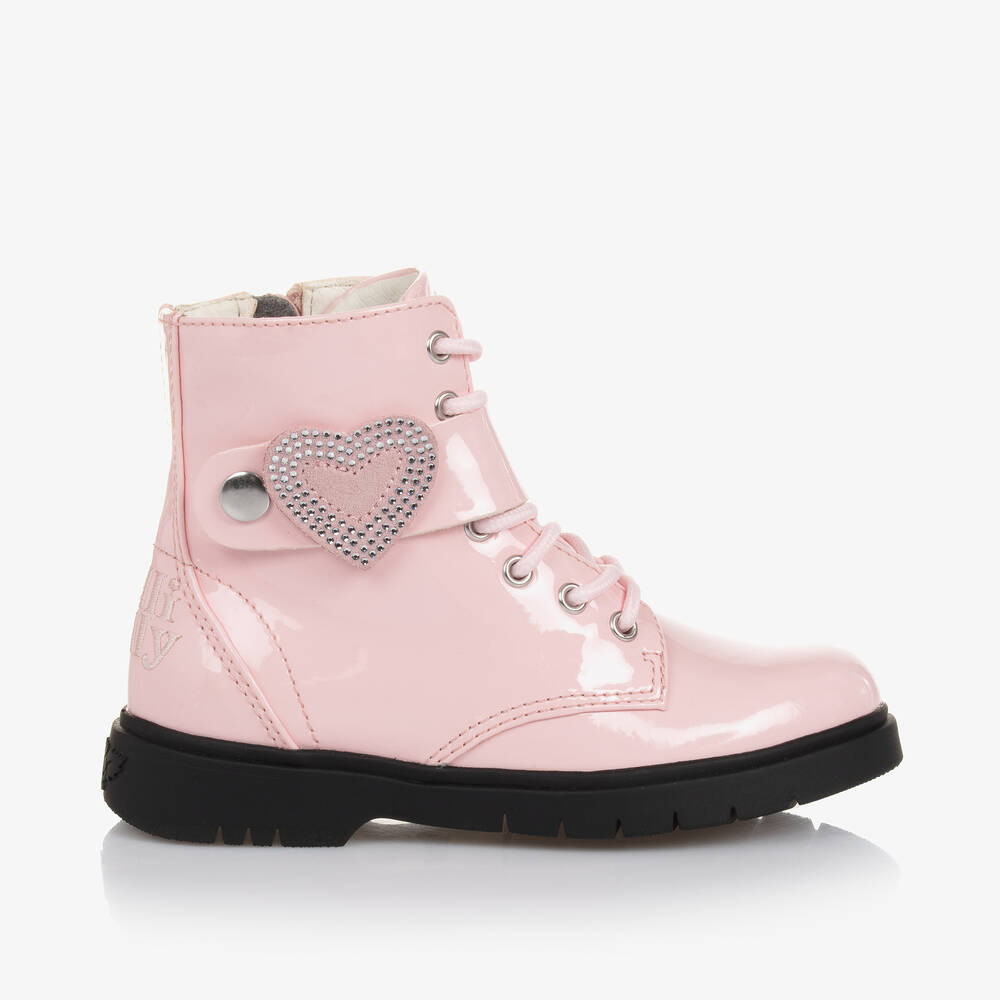 LELLI KELLY GIRLS PINK FAUX PATENT LEATHER BOOTS