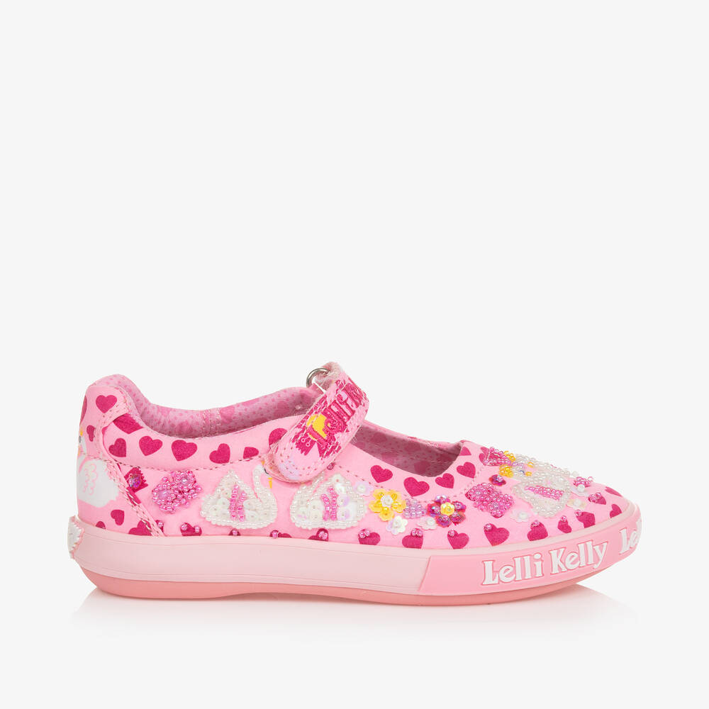 Lelli Kelly Babies' Girls Pink Hand-beaded Swan Bar Shoes