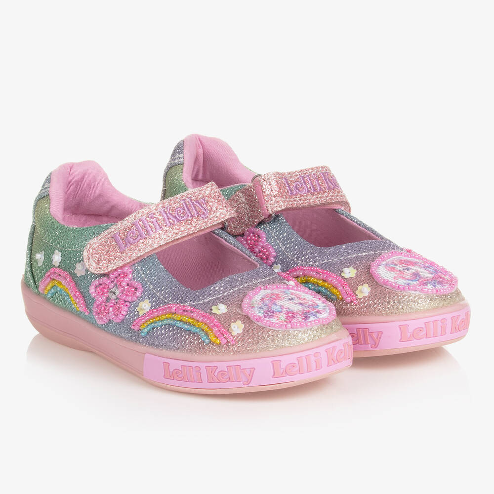 Lelli Kelly - Girls Pink Sparkly Hand-Beaded Bar Shoes | Childrensalon