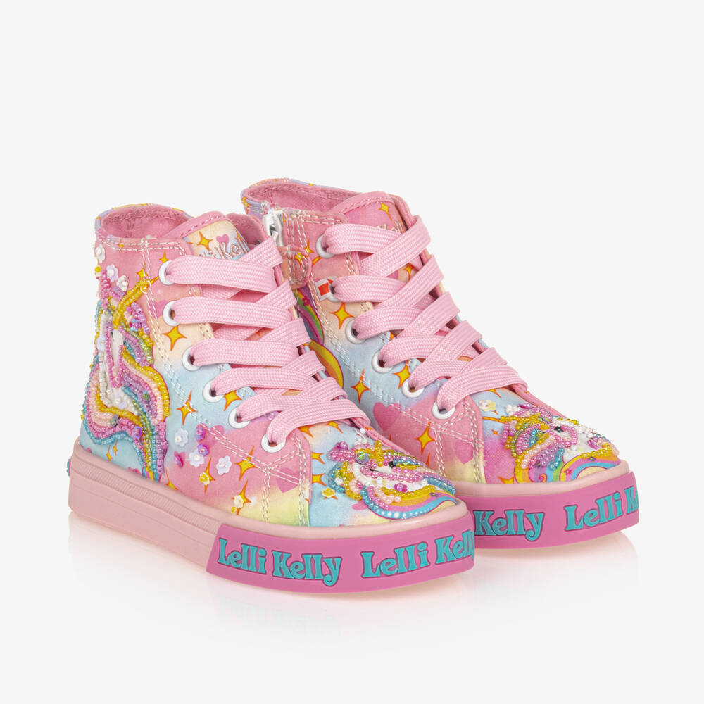 Lelli Kelly - حذاء رياضي بكاحل عالي و طبعة يونيكورن  لون زهري للبنات  | Childrensalon