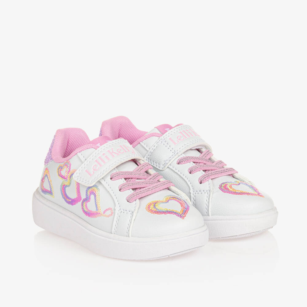 Shop Lelli Kelly Girls White Sequinned Velcro Trainers