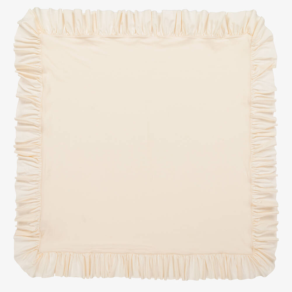 Lemon Loves Layette - Baby Girls Ivory Cotton Blanket (90cm) | Childrensalon