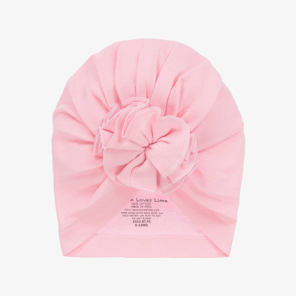 Lemon Loves Layette - Baby Girls Pink Pima Cotton Hat | Childrensalon