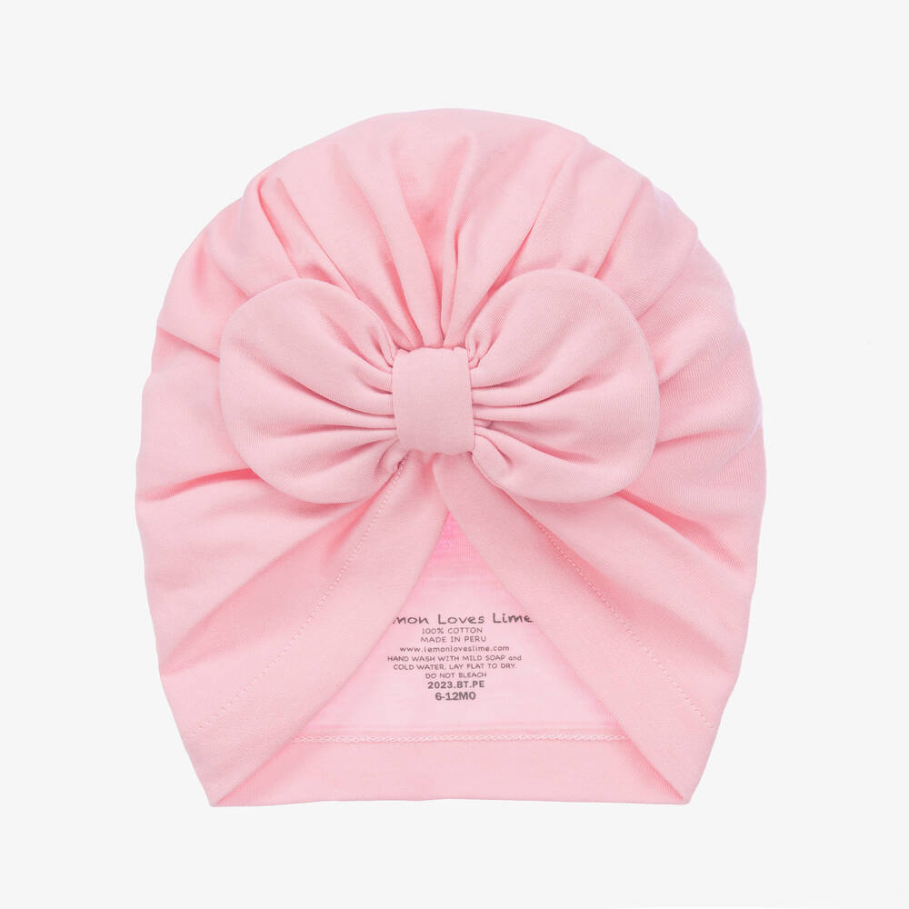 Lemon Loves Layette - Baby Girls Pink Pima Cotton Hat | Childrensalon