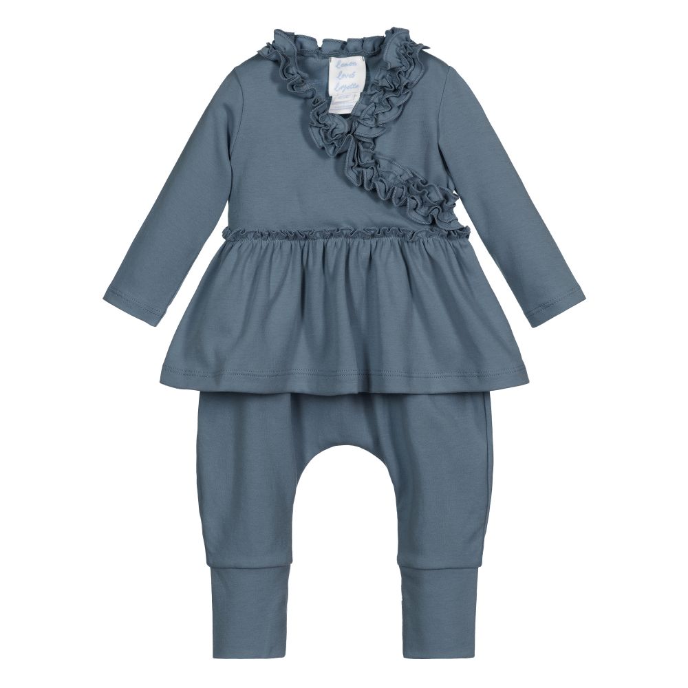 Lemon Loves Layette - Baby Girls Teal Blue Outfit | Childrensalon